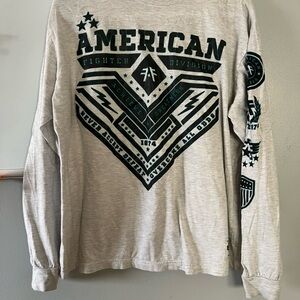American Fighter Gray and Green Long Sleeve Tee